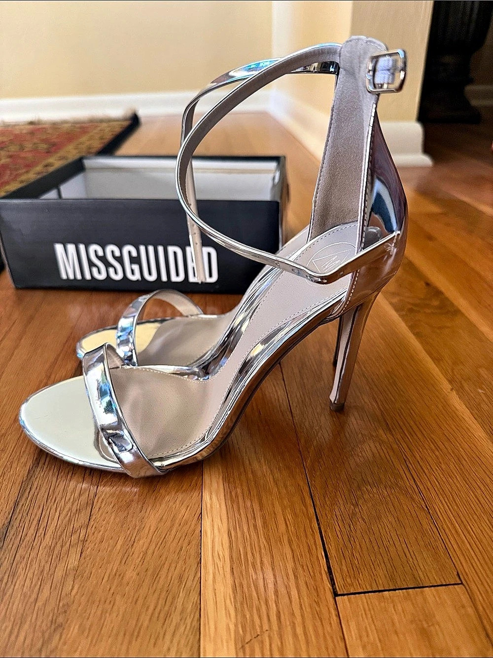 Missguided Silver Strappy Heels